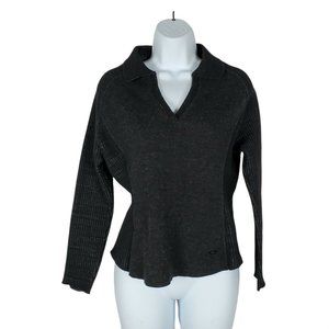 Mountain Hardwear Womens Small S Wool Blend Heathered Black V Neck Sweater